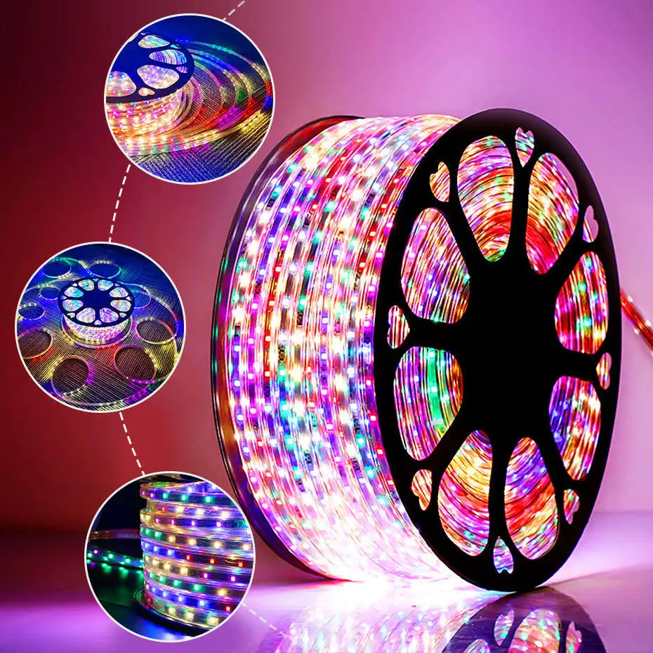

LED Strip 220V Flexible Rope Light 8-Flash Mods Multi Color Changing Smart Led Strip 5M 10M 15M 20M 25M 30M Waterproof led Tape