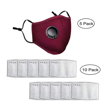 

5PCS Reusable Washable Cotton Mask Breathing PM2.5 Anti-Dust Face Mask Unisex Replaceable 5-layer Protective