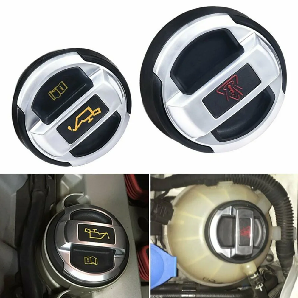 2pcs/set Car Oil Filler Cap Retrofit Oil Expansion Tank Lid 420103485B Exterior Accessories For