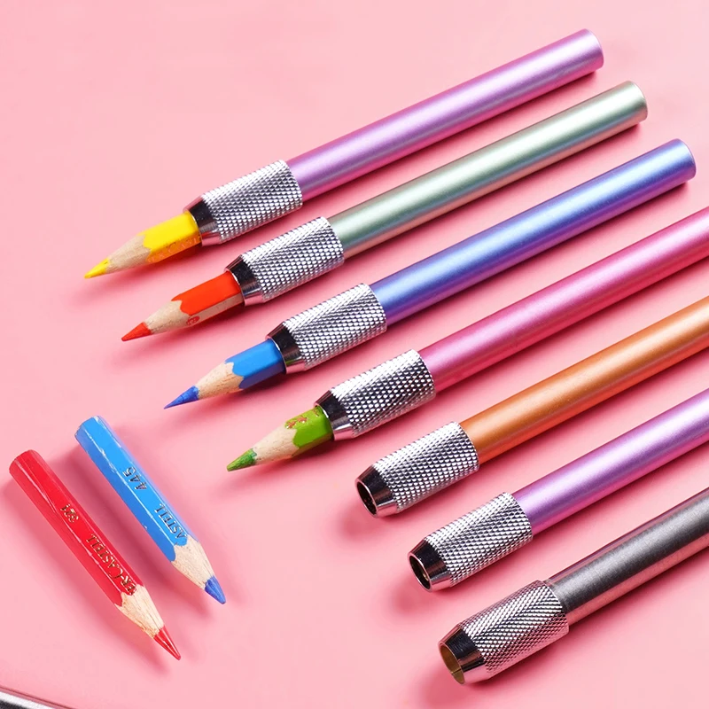 

3pcs color metal single head extension device pencil set sketch painting student sketch pencil extender art supplies