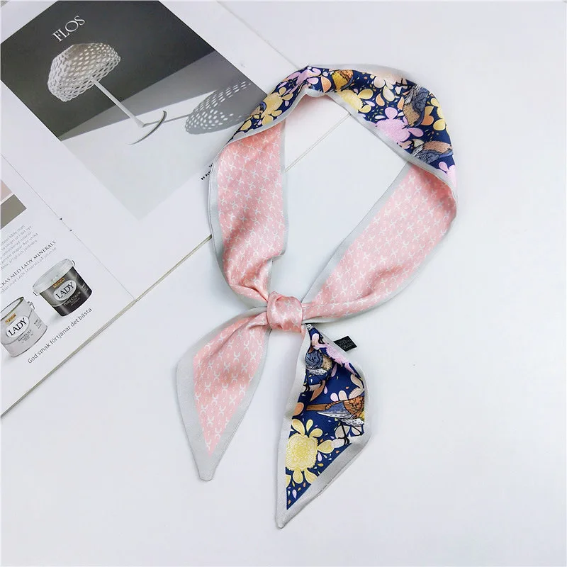 Женская модная лента шелковый шарф красивый дизайн шейный платок повязка для волос сумка повязки для рук маленькие шейные шарфы