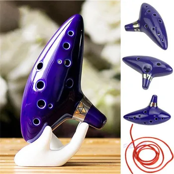 

Ocarina Flute 12 Holes Alto C Musical Blue Kit Triforce Cartoons Submarine Style Musical Instrument with Music Score