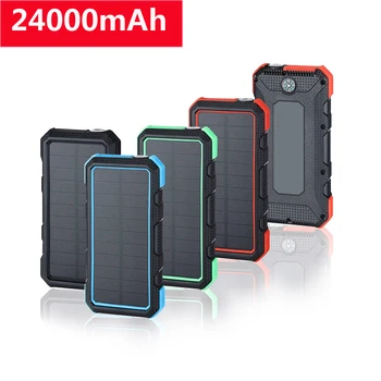 

18W 24000mAh Solar Power Bank Portable Solar Charger QC3.0 Fast Charging Powerbank External Battery Poverbank For Phones Tablets