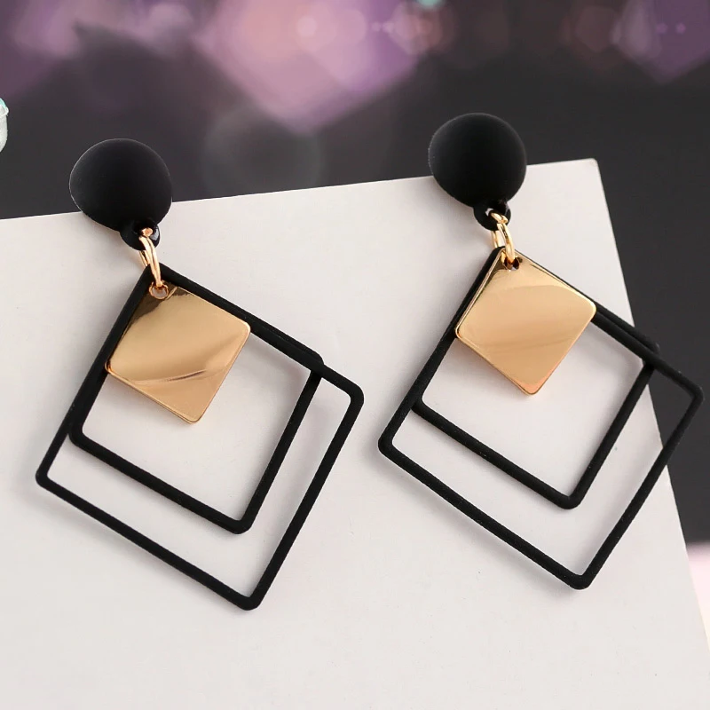 

2019 New Korean Statement Metal Acrylic Drop Earrings Hot Selling Long Dangling Earrings for Women Party Wedding Jewelry Brincos
