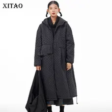 XITAO Loose Large Size Parka Solid Color Casual Fashion Splicing Irregular Ruffle 2021 Winter New Keep Warm Coat JL0224