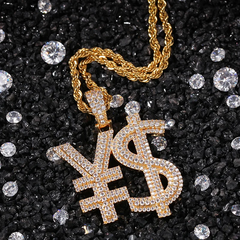 1 новая модная в стиле хип-хоп крапановая закрепка CZ камень Bling долларов юаней