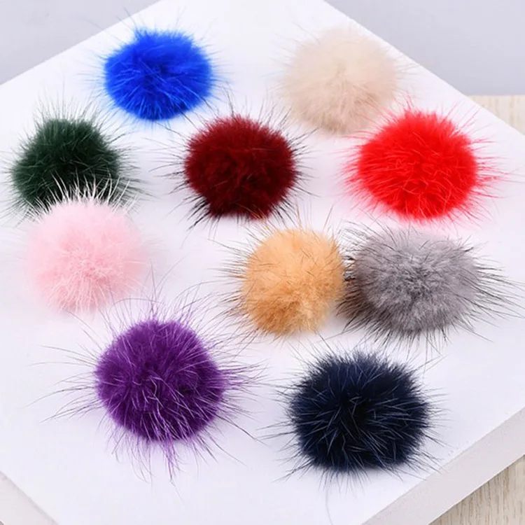 

3CM/10PCS DIY Pompons Mink Fur Ball Pomom In Key Chains As Jewelry Colorful Pom Pom For Headdress Earrings Accessories Crafts