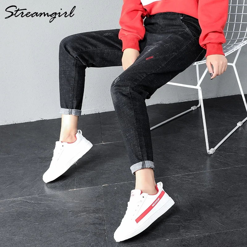 Tanie Streamgirl kobiety ciepłe dżinsy Plus rozmiar Feminino zimowe wysokiej zwężone Boyfriend Jeans polar dla kobiet Jean z polaru spodnie jeansowe