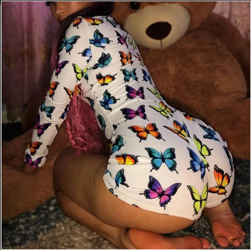 Mono Sexy para adultos, ropa de dormir con cuello en V de manga larga, diseño de mariposa, nuevo, otoño e invierno, 2020