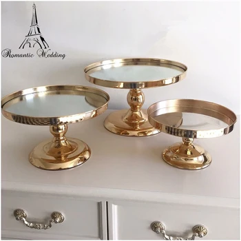 

10pcs/lot Wedding French or Rose Gold Metal & Mirror Cake Stand for Wedding Happy Birthday party supplies Decorations Stand Cake