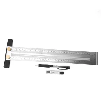 

Multifunction Stainless Steel T Type Hole Ruler Scribing Gauge Woodworking Marking Tool With Automatic Pencil