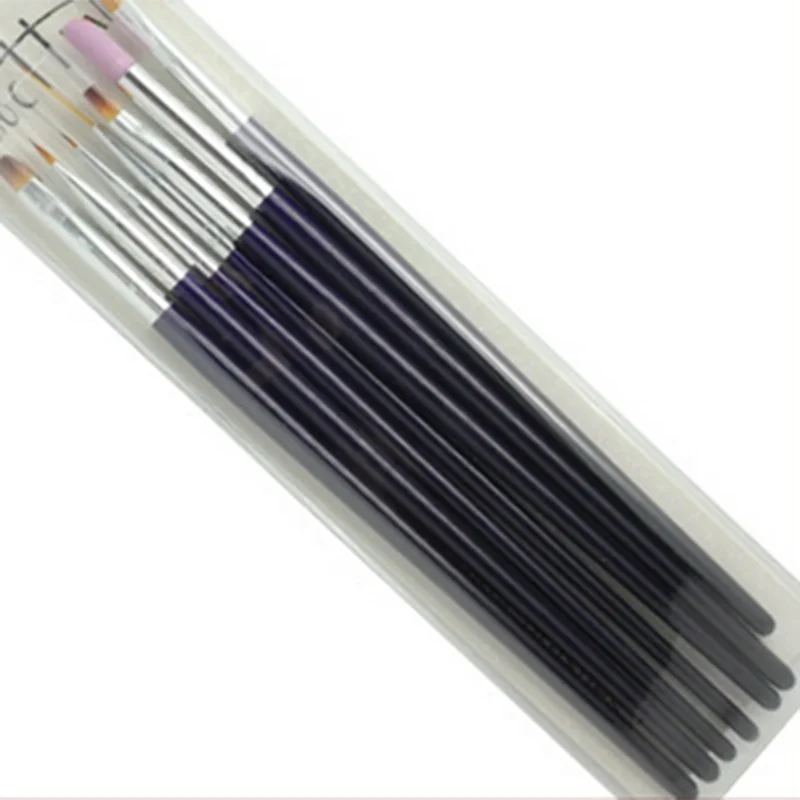 New 7pcs/set Nail Brushes Wood Handle UV Gel Polish Design Painting Pen Drawing 3D Pattern DIY Builder Tips Manicure Tools