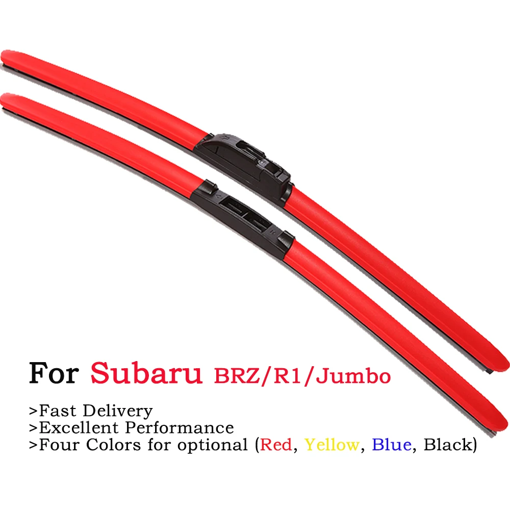

HESITE Color Hybrid Wiper Blades For Subaru BRZ Maqueta Mini Jumbo R1 Vehicles Front Windshield Wipers Mute Boneless Red Yellow