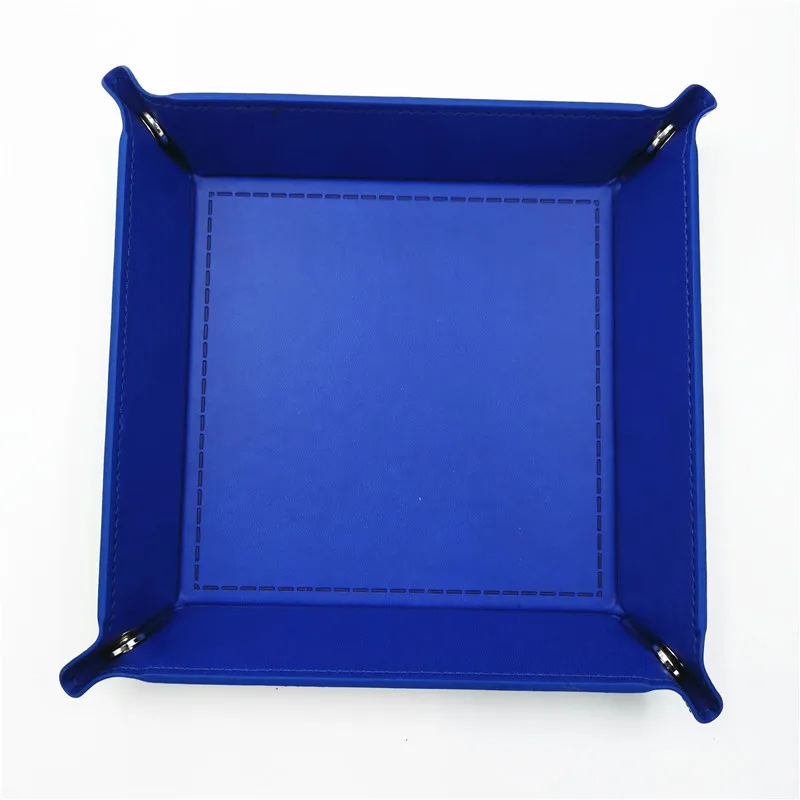 royal blue PU кожаные кубики прокатки лоток квадратные игральные кубики лоток коробка с кубиками для хранения настольных игр - Цвет: royal blue