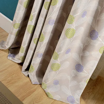 

Redaymade high density leaf painting blackout curtains for living room, garden khaki window drapes bedroom curtain ( #LRJY1906)