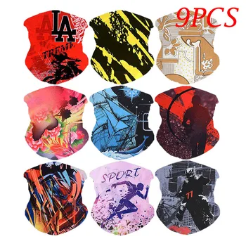 

9pcs Balaclava Head Scarves Outdoor Windproof Sports Headband Neck Scarf Headwear Bandana Sport Tube UV Scarves d4