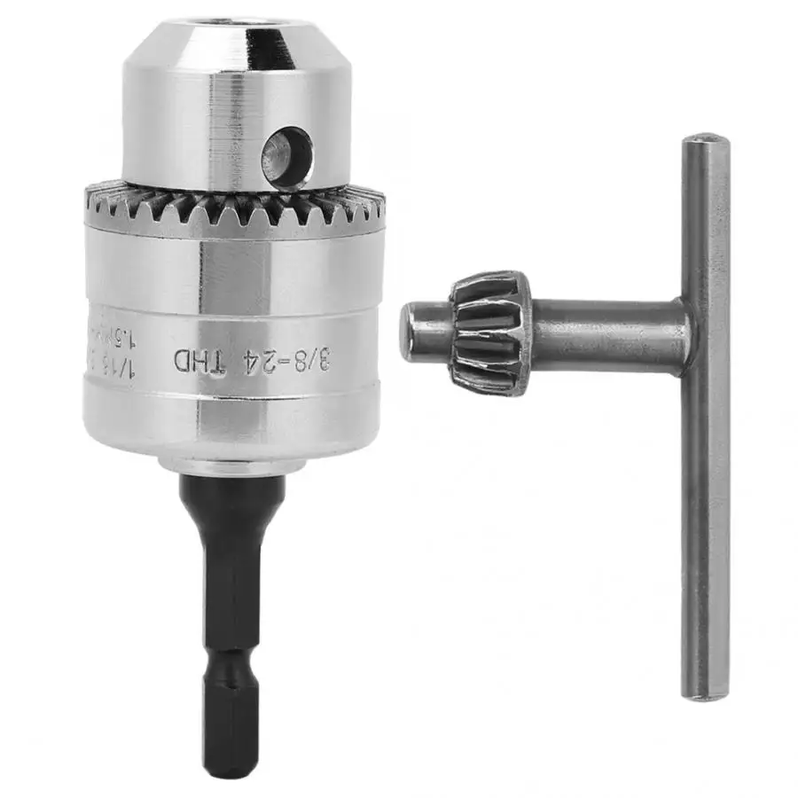 1,5-10mm 3/8-24UNF Chuck taladro impulsor de portabrocas convertidor impacto taladro Chuck vástago hexagonal clave adaptador de alimentación herramientas