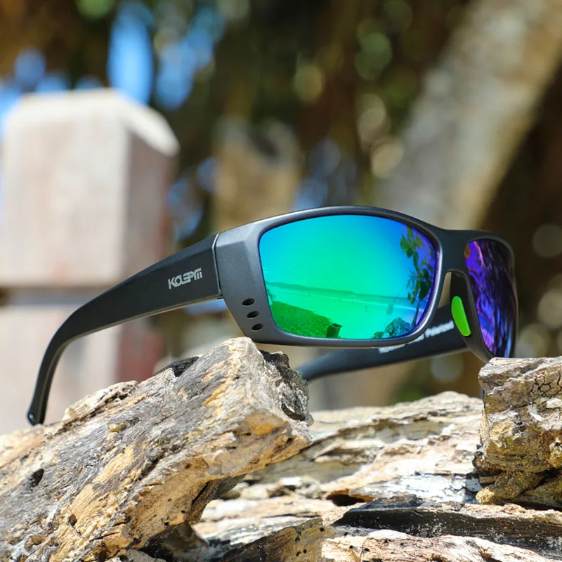 KDEAM роскошные солнцезащитные очки для рыбалки мужские спортивные TR90 оправа поляризованный отражающий объектив 5 цветов женские очки UV400 KD6069 - Цвет линз: C4