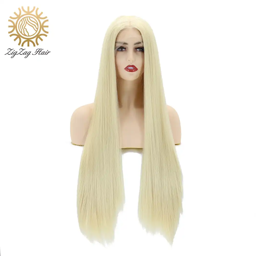 Zigzag Bleach Blonde 613 Synthetic Lace Front Wigs For Women