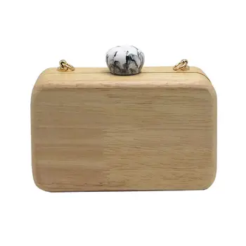 

WoMan Wood Evening Bag Bridal Party Prom Shoulder Night Dinner Purse Wedding Han