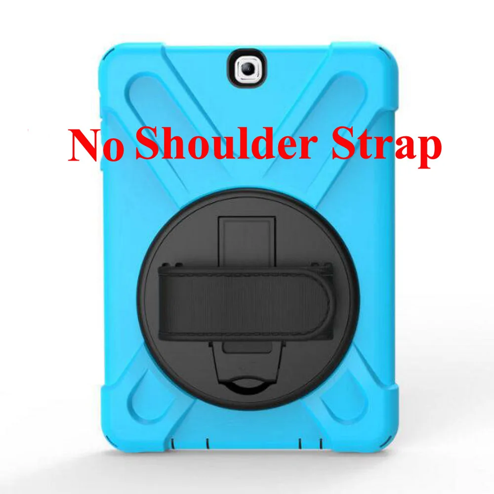 Case For Samsung Galaxy Tab S2 9.7 T810 T813N T815 T819,Rotating kickstand/Hand Strap Heavy Duty Shockproof Full Body Protective - Цвет: sky blue