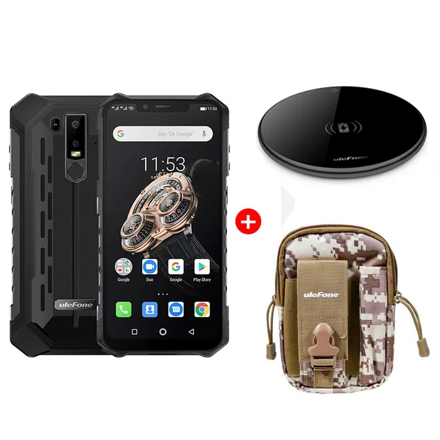 Ulefone Armor 6S IP68/IP69K прочный телефон Helio P70 Восьмиядерный 6," FHDAndroid 9,0 6GB+ 128GB NFC Face ID глобальная версия смартфона - Цвет: Black Add UF002 Bag