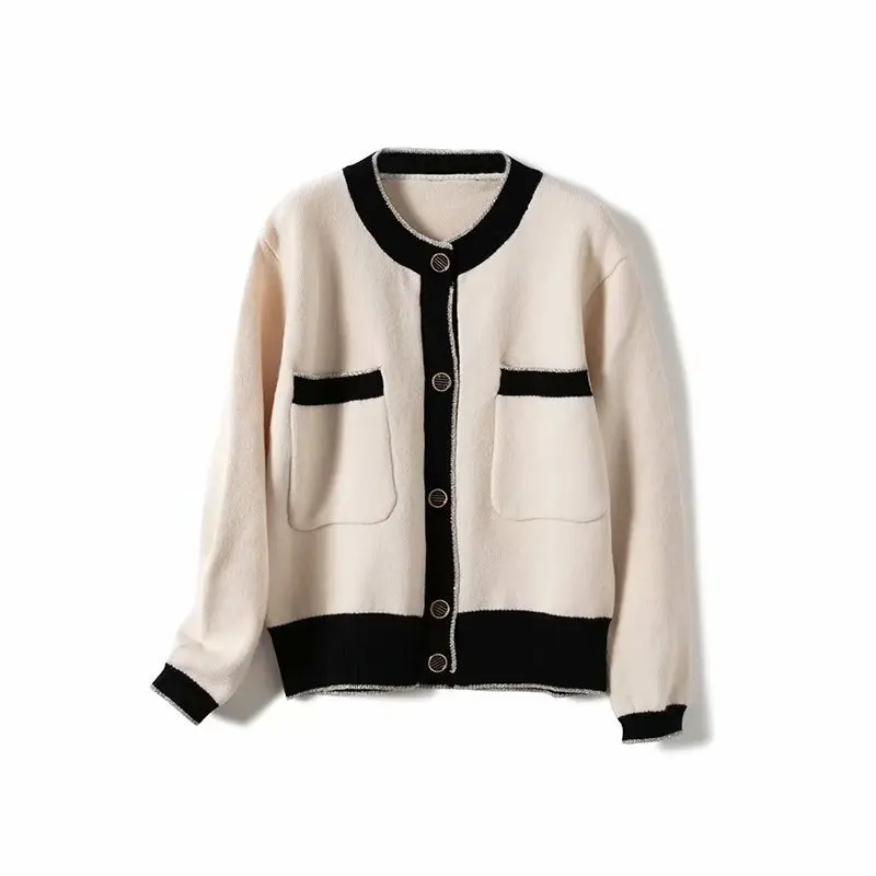 

TB52-19166 European and American fashion color matching cardigan sweater