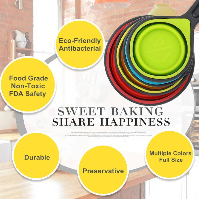 Повар пекарь Инструменты Складная кружка Портативный 4 шт./компл. складной мороженое складной Кухня инструмент многоцветный мерные стаканы ложки