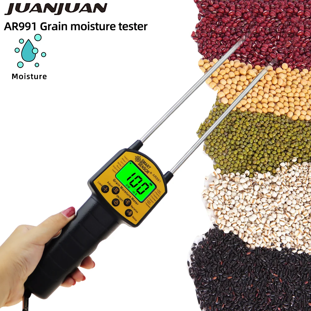Medidor de Umidade de Grão Digital Sensor Inteligente Uso para Milho Trigo Arroz Feijão Amendoim Testador de Umidade Ar991