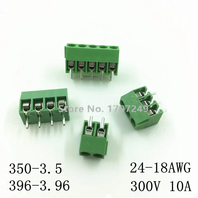 Pinos Kf3502p-3p4p5p6p Kf350 2-6pin 3.5 mm Conector Reto Rohs do Bloco Terminal do Parafuso do Pwb do Pino 100 Peças Kf3503.5 mm 2p 3p 4p