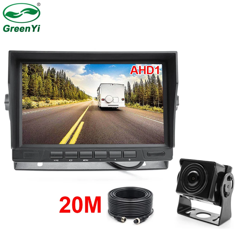 HD 7 дюймов 1024*600 ips экран 2CH грузовик автобус автомобиль AHD монитор с IP69 Starlight ночное видение обратный резервный видео камера AHD - Цвет: with 20M 1PCS Camera