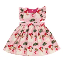 Детское платье принцессы без рукавов с рисунком для маленьких девочек; рождественское платье