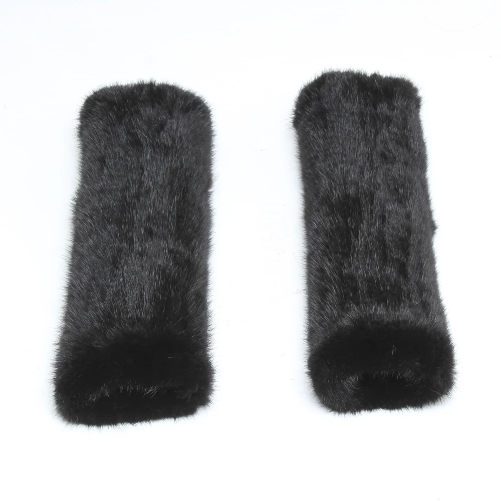 New Fashion Lady Knit Warm Real Mink Fur Gloves High elasticity Women Genuine Mink Fur Gloves Natural Soft Fur Gloves 30cm