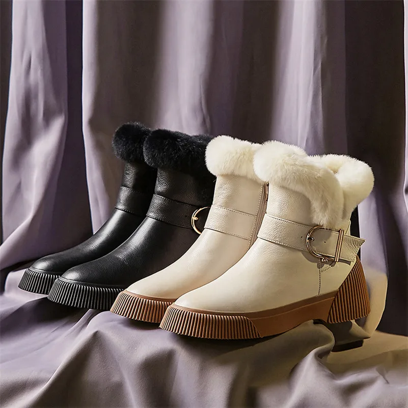 Meotina/зимние шерстяные ботинки; женские ботильоны из натуральной кожи на плоской подошве с пряжкой; помпон из натурального меха; обувь на молнии; женские размеры 34-39