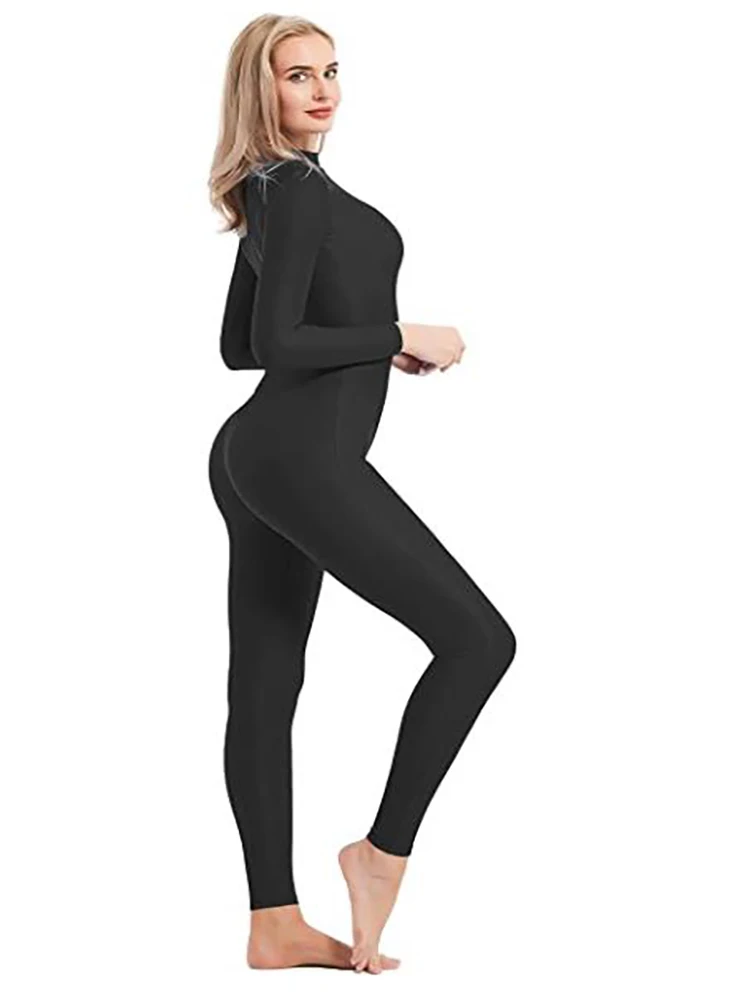 Adult High Neck Zip One Piece Unitard Full Body Leotard