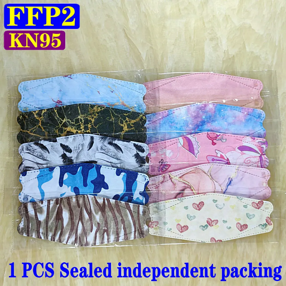 KN95 FFP2 CE 60 Unique Print Beauty Fish Mask Protective Respirator Dustproof Anti-Fog Adult