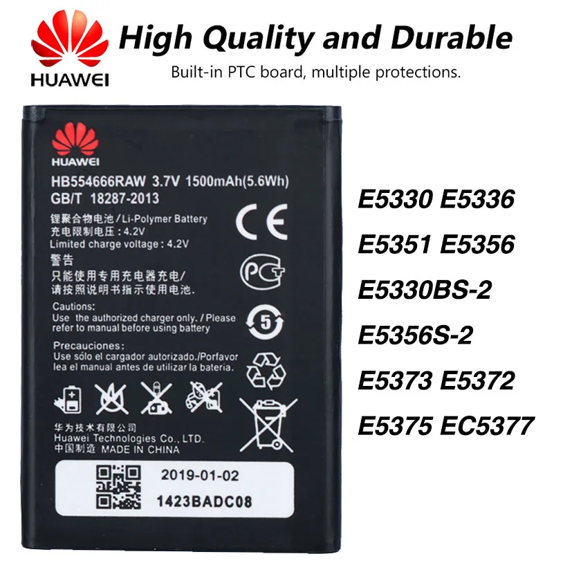 

Original Huawei HB554666RAW WIFI Router battery For Huawei E5330 E5336 E5351 E5356 E5330BS-2 E5356S-2 E5373 E5372 E5375 EC5377