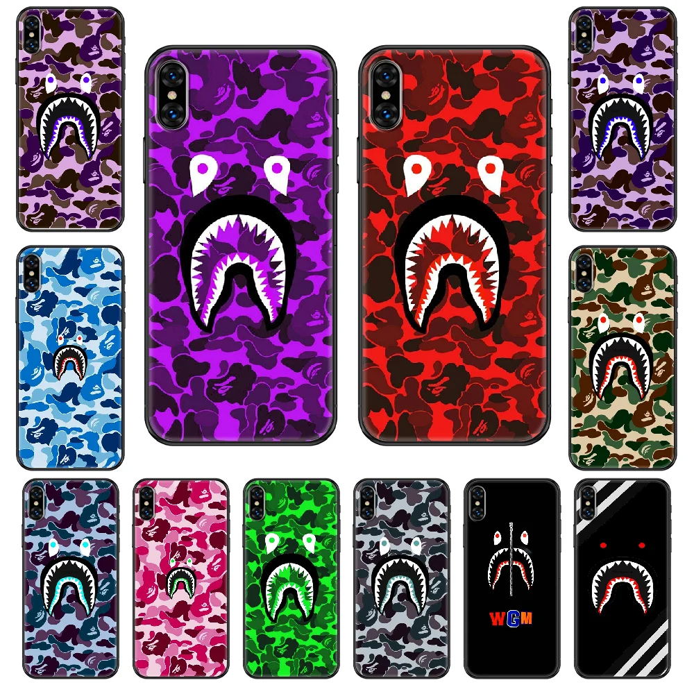 

Brand bape Fashion Phone case For iphone 4 4s 5 5S SE 5C 6 6S 7 8 plus X XS XR 11 PRO MAX 2020 black painting funda pretty
