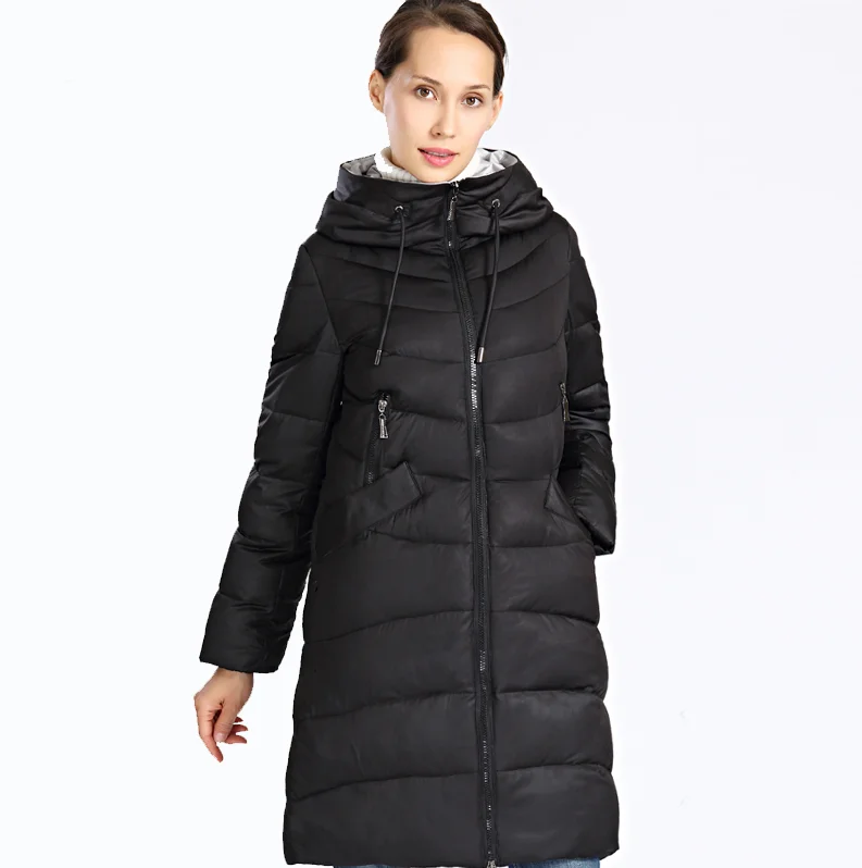 Новинка, зимняя куртка для женщин, плюс размер, длинное толстое модное женское зимнее пальто, пуховик с капюшоном, парка, Femme Docero - Цвет: BLACK