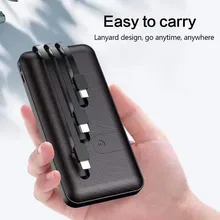Carregador rápido power bank 30000mah telefone móvel portátil própria linha de viagem ao ar livre indicador de energia carregador para smartphones iphone 8