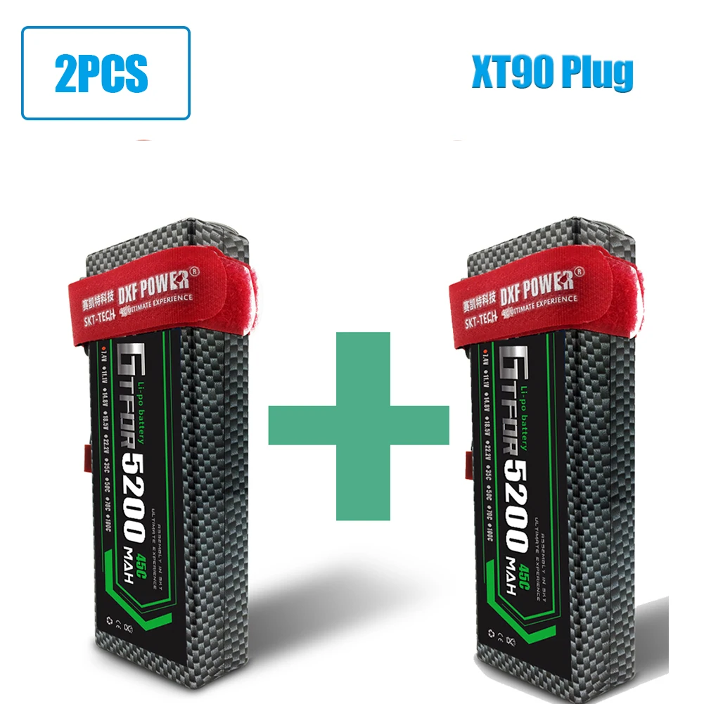GTFDR RC автомобиль Lipo батарея 2 шт 7,4 V 5200mah 45C жесткий чехол Bateria Lipo для багги Truggy Evader BX TRX trx4 SCX10 RC SUV - Цвет: 2PCS5200MAHHARDXT90
