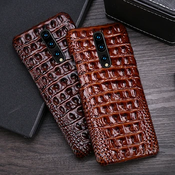 

Genuine Leather Phone Case For Oneplus 8 Pro 7 Pro 7T Pro 6 6T 5 5T 3 3T Case Crocodile Back Texture Back Cover Cowhide Funda