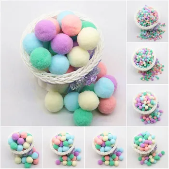 

Mini Fluffy Pompom Mixed Color Soft Pom Pom Plush Balls 8 10 15 20 25 30mm Pompon for Wedding Home Decoration DIY Toys Craft 20g