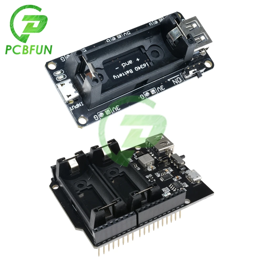 1 セット ESP8266 ESP32 電源充電式デュアル 16340 リチウム電池充電器シールドモジュール出力 3.3 V 5 V Arduino  R3 用 - AliExpress