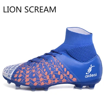 

High Top Soccer Cleats Shoes TF/FG Football Boots Long Spikes & Short Spikes Men's Ankle Football Shoes Sneakers Shoes AG 35-44