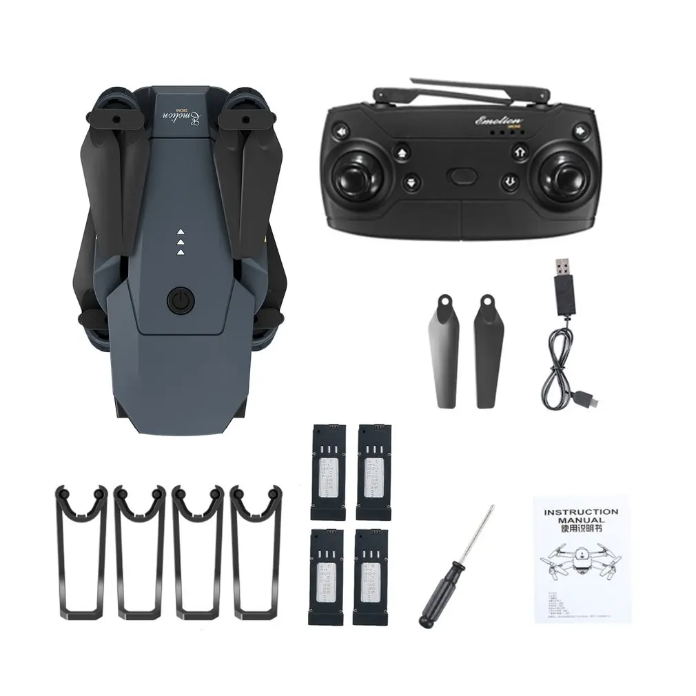 

DJ-1 2.4Ghz WIFI FPV Foldable RC Drone With Wide Angle 0.3MP HD Camera Altitude Hold Headless Mode Aircraft with 4 Battery