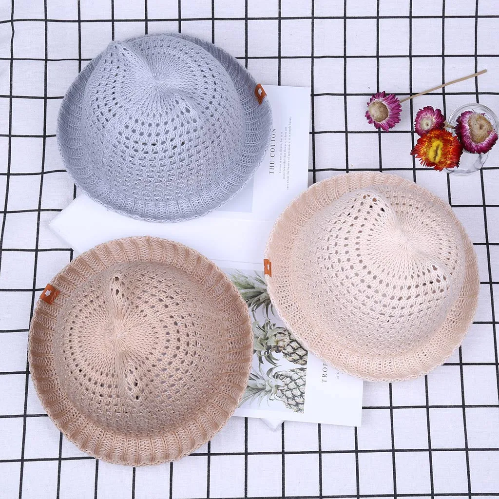 Fashion single product personality high quality cute children's sun hat Summer Baby Cat Ears Cotton Thread Openwork Hat шапка05