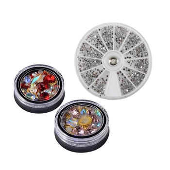 

2 Set Accessories: 1 Set 3000 Pcs Crystal Glitter Rhinestone 2Mm+Wheel Beauty & 1 Set 2 Box 3D Nail Jewelry Ornaments