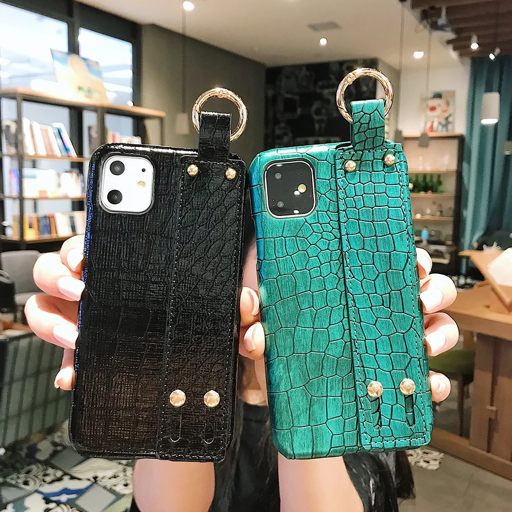 Модный Браслет Стенд чехол для телефона для iphone 11 pro max xs xr x чехол с крокодиловым узором чехол для iphone 6s plus 7 8 6p