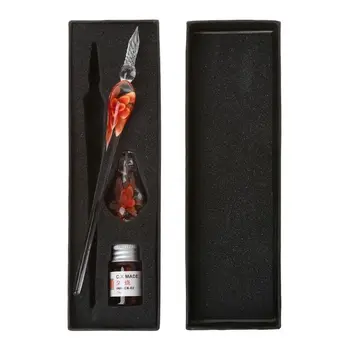 

Hot Sale Glass Calligraphy Pen Crystal Glass Dip Ink Pen Set Non-Carbon Ink Signature Pens Writing Tools